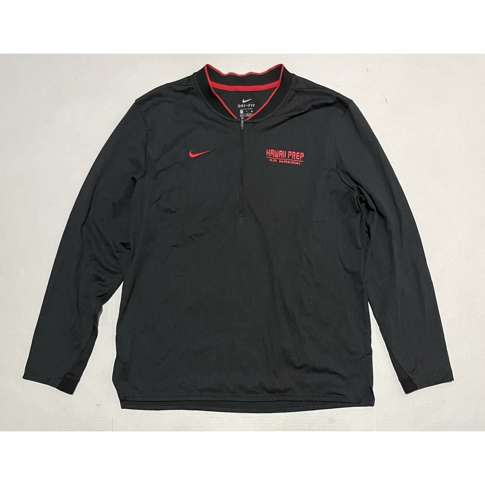 Nike Dri Fit Pullover Mens XL‎ Black Anthracite Half Zip Lightweight Hawaii Prep